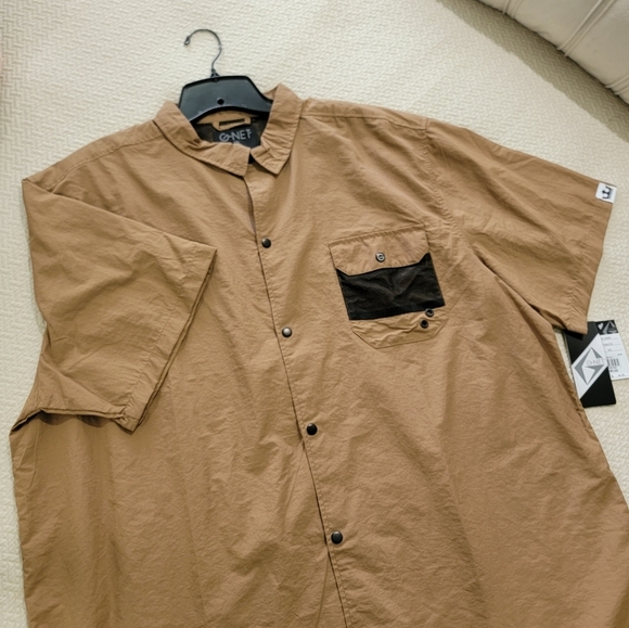 G-Net Short Sleeve Snap Button Shirt Black Mesh Pocket Mens Size XXL Performance - Picture 2 of 16